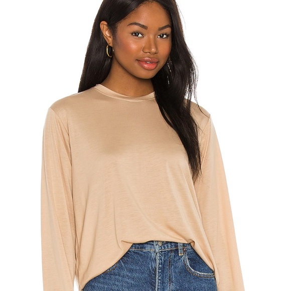 Lovers + Friends Easy Long Sleeve Tan Tee Size M - Picture 2 of 4